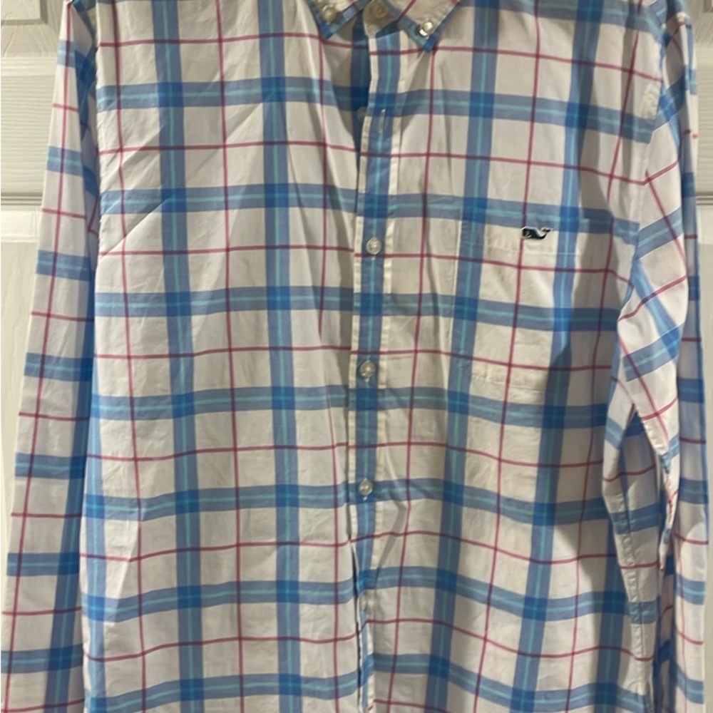Vineyard Vines Blue and Pink Checkered Shirt